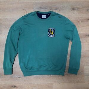 GUESS Men's Green Crewneck Sweatshirt with LA Crest Patch
